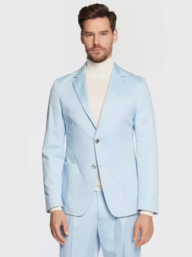 man in light blue suit