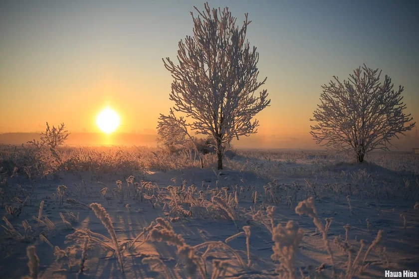 Winter snow sun february