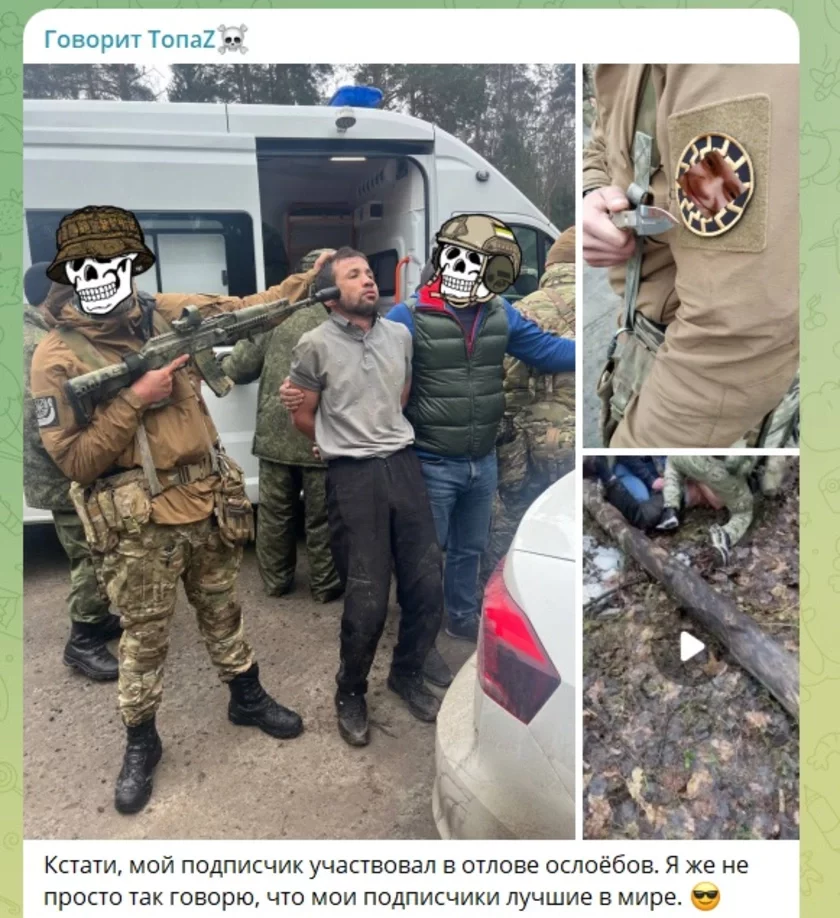 The Russian commando who cut off the ear of a detained Tajik has a patch with a swastika on his uniform У российского спецназовца, отрезавшего ухо задержанному таджику, на форме есть нашивка со свастикой У расійскага спецназаўца, які адрэзаў вуха затрыманаму таджыку, на форме нашыўка са свастыкай